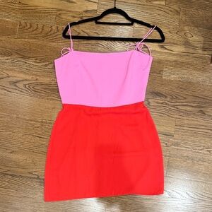 Amanda Uprichard Pink and Red Mini Dress